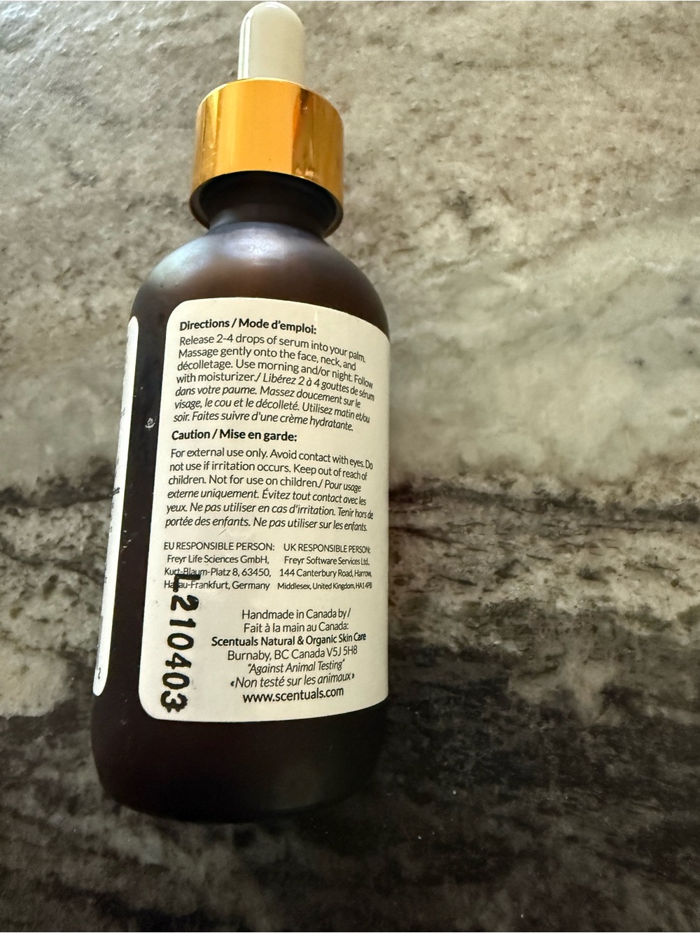 Scentuals Vitamin C Facial Serum - 60ml - Gold/Black Dropper - Picture 3 of 4